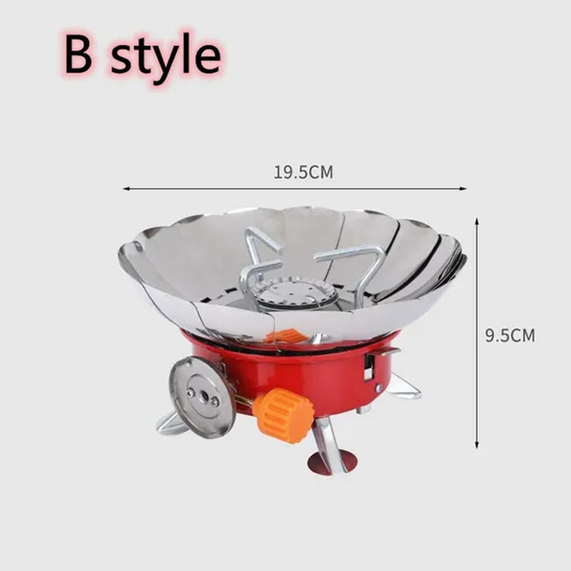 Outdoor Mini Camping Gas Stove Portable Folding Windproof Picnic Backpacking Stove Stainless Steel Cooker Adjustable Flame